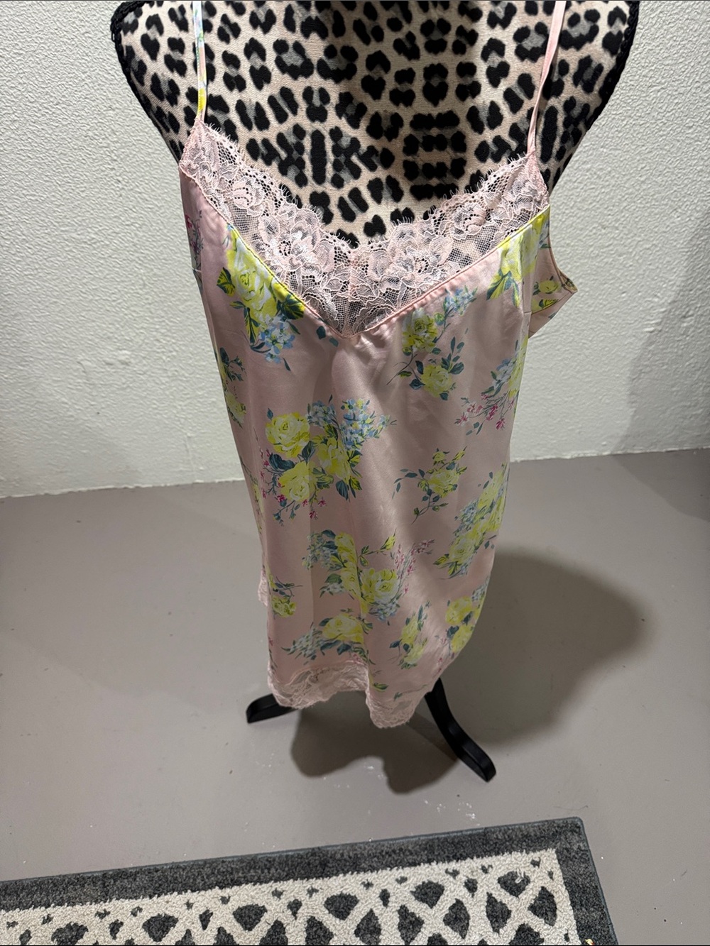 INC International Concepts Pink Floral Slip Dress with Lace Trim